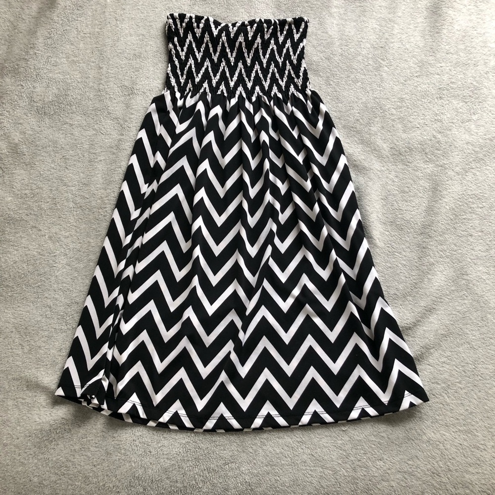B Split Chevron Strapless Dress